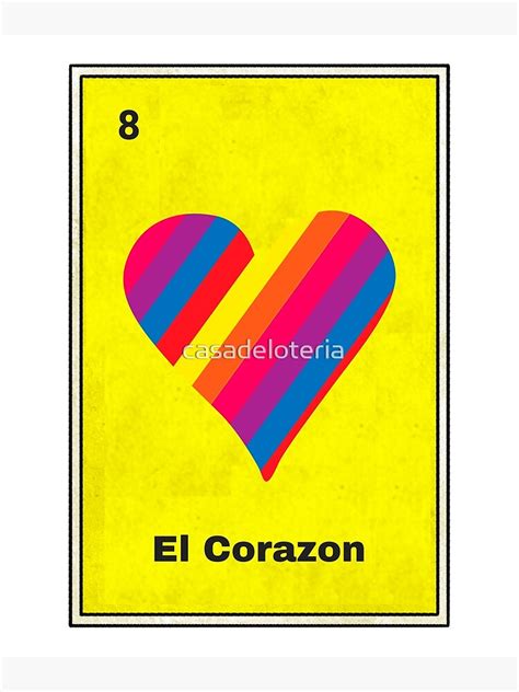 El Corazon Mexican Loteria Bingo Card Poster For Sale By Casadeloteria Redbubble