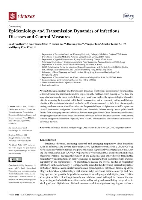 Pdf Epidemiology And Transmission Dynamics Of Infectious Diseases And