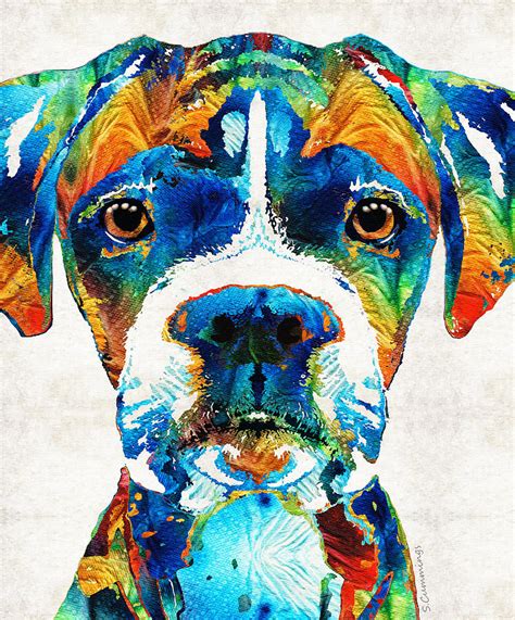 Colorful Boxer Dog Art By Sharon Cummings Painting By Sharon Cummings