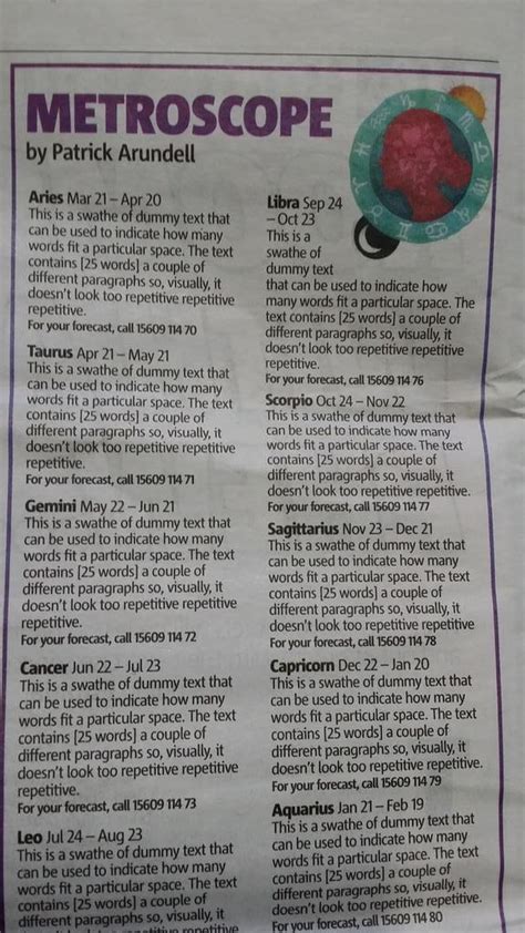 The Horoscope Column In Todays Metro Is Worth A Read The Poke