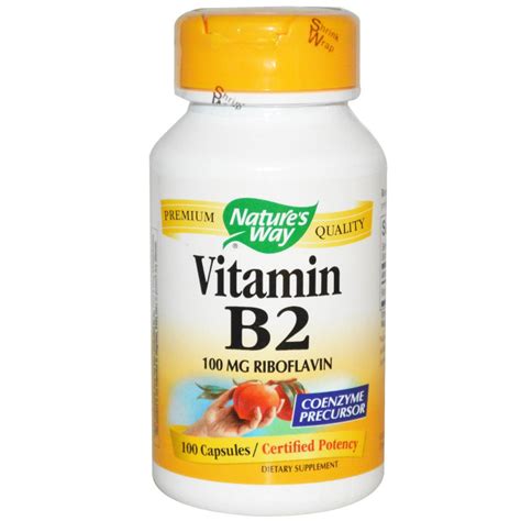 Vitamin B2 Riboflavin 100mg 100 Caps Natures Way