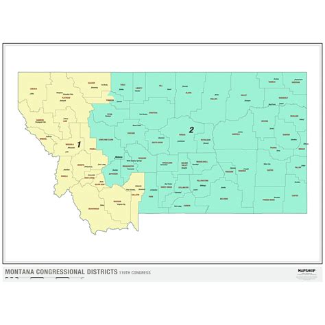 Montana 2024 Congressional Districts Wall Map By Mapshop The Map Shop