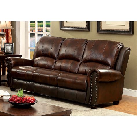 Furniture Of America Tads Top Grain Leather Match Sofa