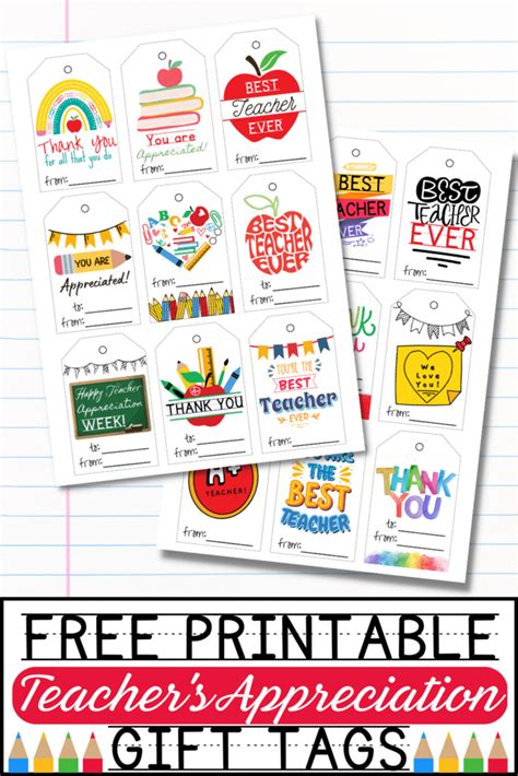 Teacher Appreciation Free Printable Tags Printable Wo