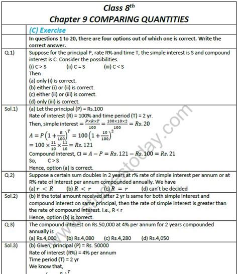 Ncert Exemplar Solutions Class 8 Maths Comparing Quantities