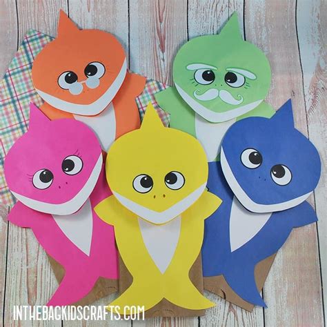 Shark Crafts For Kids Baby Shark Puppets In The Bag Kids Crafts
