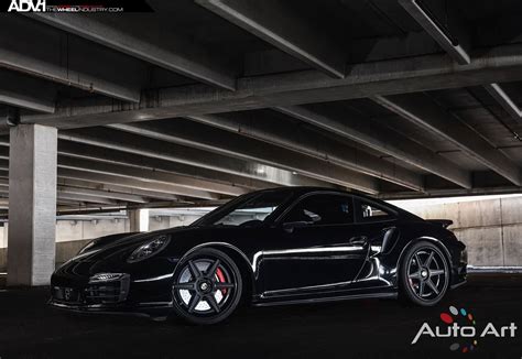 Sinister Black Porsche 911 Turbo Sporting Matte Black Adv6 Rims — Carid