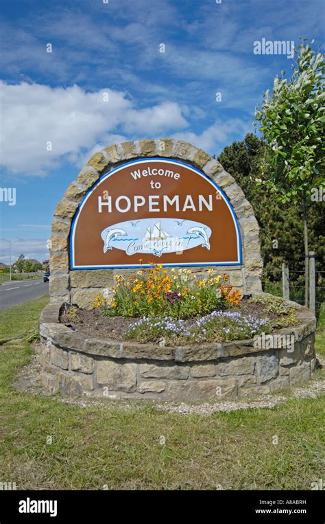 Hopeman Village Welcome Sign Stock Photo Alamy