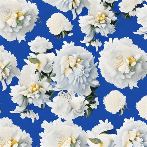 Gorgeous White And Blue Posies Pattern · Creative Fabrica
