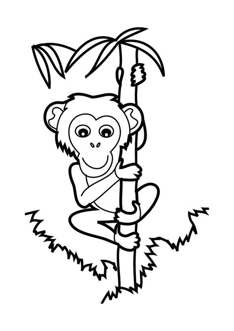 1) if you have javascript enabled you can click the print link in the top half of the page and it will automatically print the coloring page only and. Monkey On Bamboo Tree Coloring Page - Free Printable ...