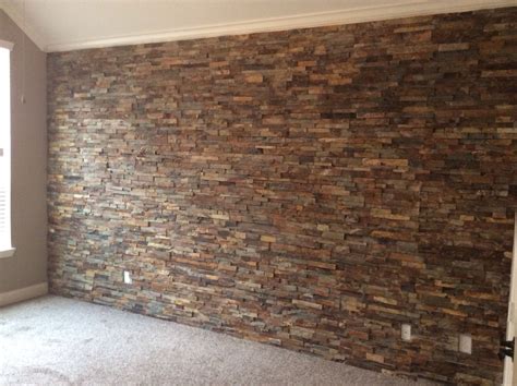 Thin slate stone accent wall. | Stone accent walls, Slate stone, Accent wall