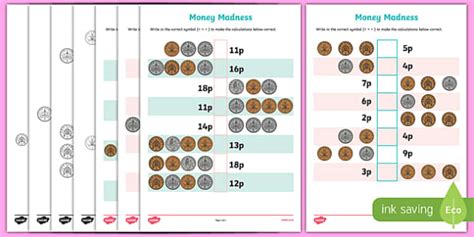 Money Madness Greater Than And Less Than Worksheet Activity
