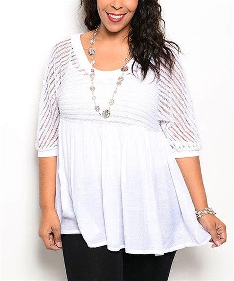 Look At This White Sheer Stripe Empire Waist Top Plus On Zulily