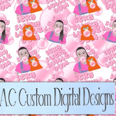 Ms Rachel and Herbie Icky Sticky Bubble Gum Repeating Seamless Image