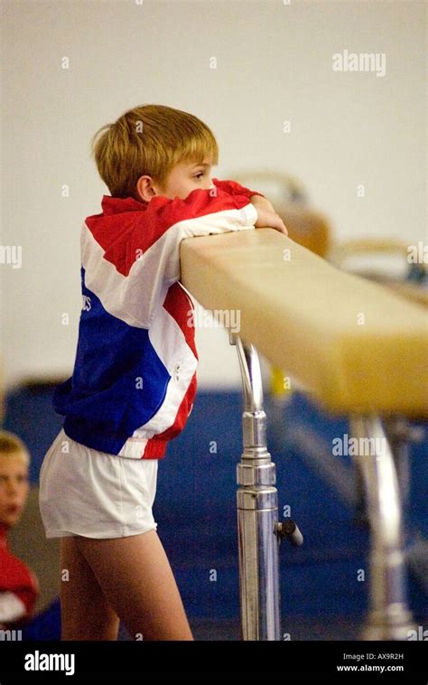 Boys Perform Gymnastics Routines Stock Photo Alamy