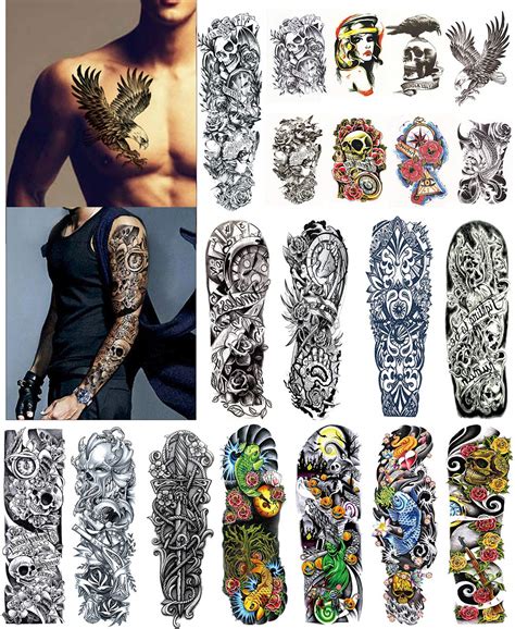buy dalin extra large temporary tattoos full arm and half arm tattoo sleeves for men women 20
