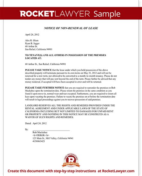Form popularity non lease renewal letter for tenants form. Landlord's Notice of Non-Renewal of Lease to Tenants (with ...