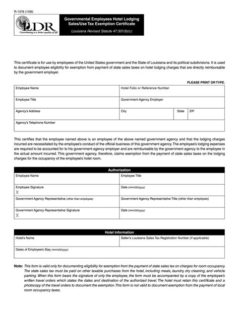 Louisiana Hotel Tax Exempt Form Fill Out And Sign Online Dochub