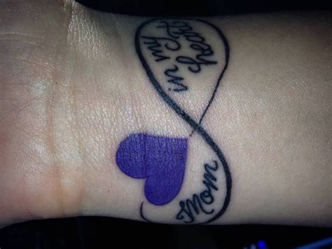 Here are some simple memorial wrist tattoo ideas in memory of your mom or dad. Nice Purple Heart Remembrance Mom Infinity Tattoo On Wrist | Infinity tattoo on wrist ...