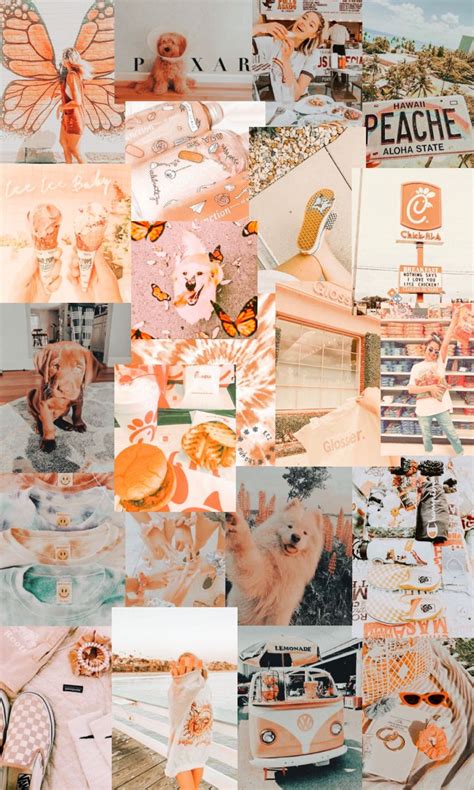 A Collage Of Pictures With Orange And White Colors