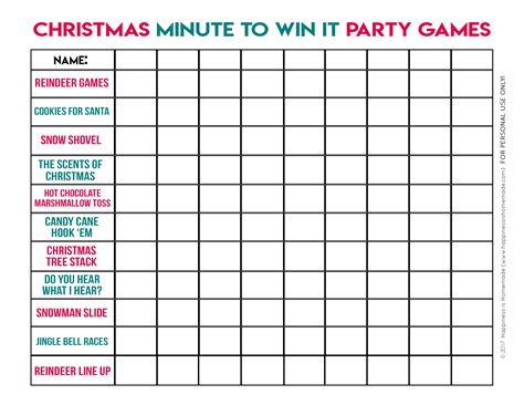 (spiked eggnog is optional.) no worries if you're running dry on christmas party game ideas—i'm here to help steer you right. Minute to Win It Christmas Games for All Ages - Happiness ...