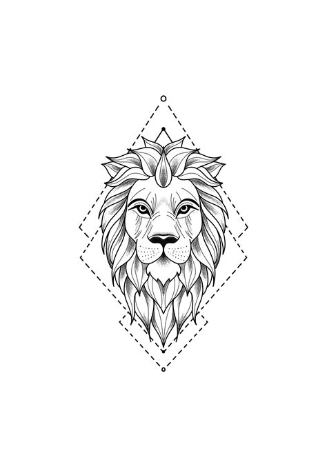 Sketch Geometric Lion Tattoo Kyracon