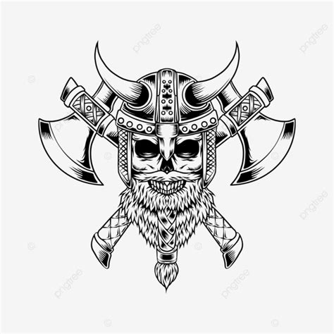 Cráneo Barbudo Vikingo Con Ilustración De Hacha Png Vikingo Viking