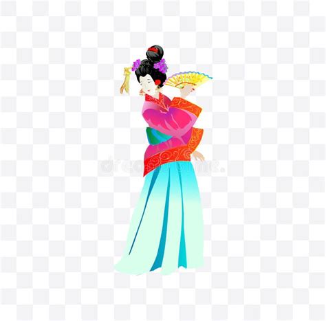 Woman In Chinese Costume In National Dress Character Illustration On