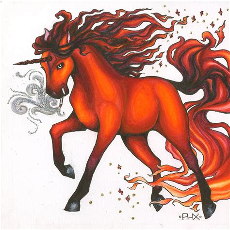 Flaming Fire Badass Unicorn Original Framed Marker Art Etsy