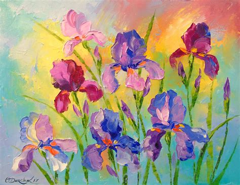 Irises Irises Oil Painting Art Flowers Painting Nature Art Etsy