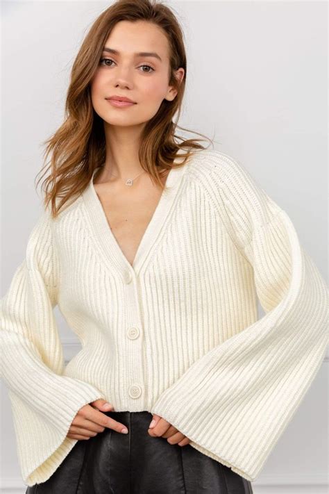 Jing Womens Knitwear Cropped White Knitted Cardigan In 2020 White