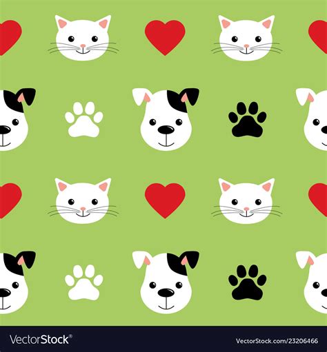 Cartoon Cute Cats And Dogs Seamless Pattern Vector Image