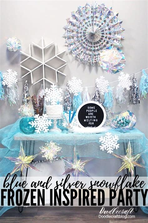 Frozen Inpsired Party With Blue Silver Snowflakes Snowflake Birthday