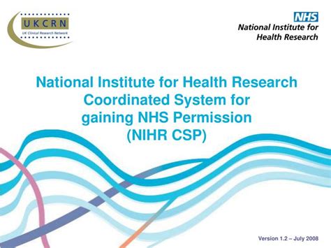 Ppt National Institute For Health Research Coordinated System For