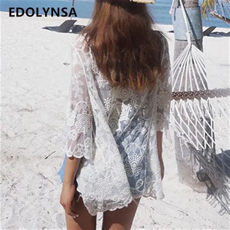Buy New Arrivals Sexy Beach Cover Up Lace Swimwear Ladies Plage Pareo Beach