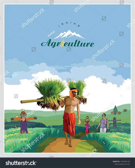 Illustration Indian Agriculture Indian Farmer Stock Vector Royalty