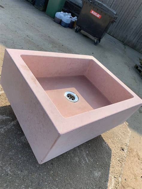 Pastel Pink Bathroom Concrete Sink