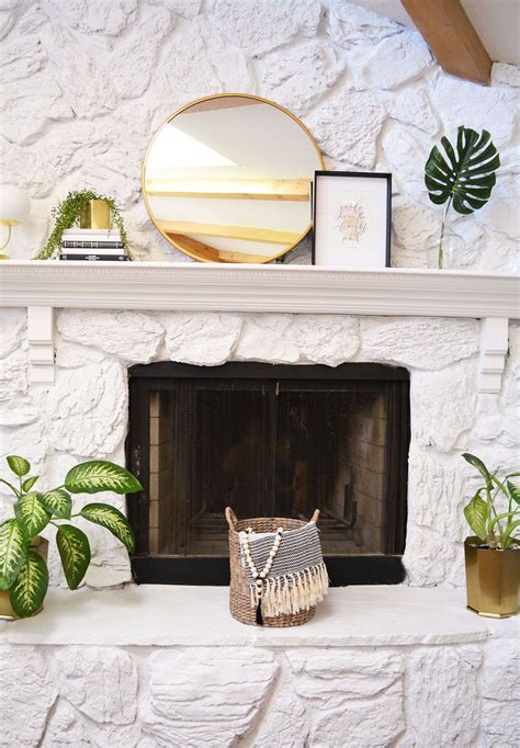 How i painted my stone fireplace. Stone fireplace transformation with Jolie Paint | Stone ...