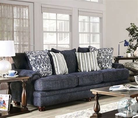 Hadleigh Navy Blue Living Room Set From Furniture Of America Coleman