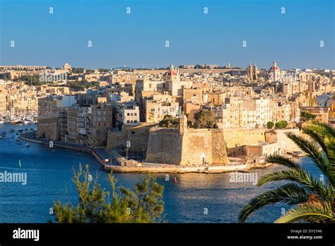 Malta Senglea View From Valletta Stock Photo Alamy
