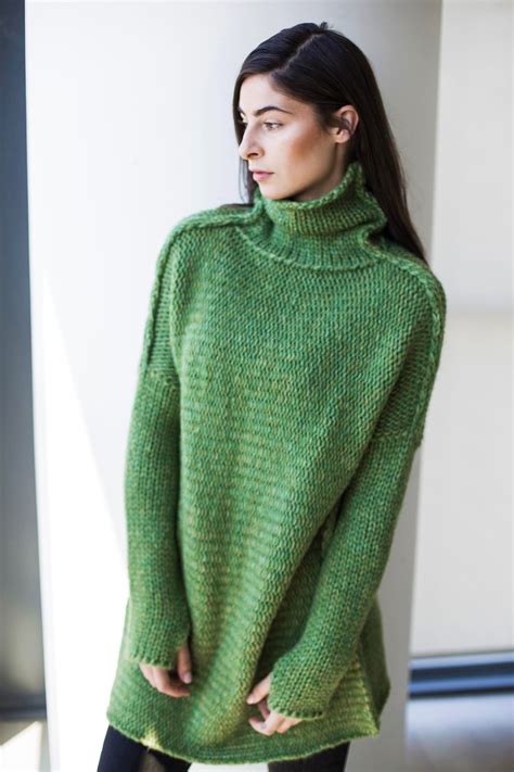Knit Sweater Moss Green Chunky Knit Oversized Alpaca Knit Etsy Knit