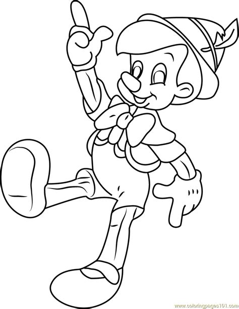 Happy Pinocchio Coloring Page For Kids Free Pinocchio Printable