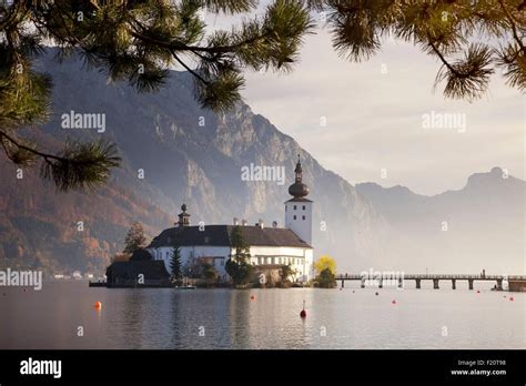 Austria Upper Austria Traunsee Lake Gmunden Ort Castle Stock Photo