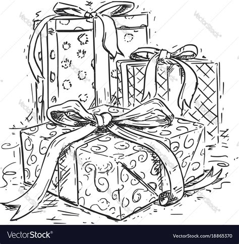Christmas Gift Boxes Hand Drawing Royalty Free Vector Image