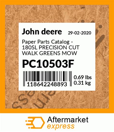 Pc10503f Paper Parts Catalog 180sl Precision Cut Walk Greens Mow