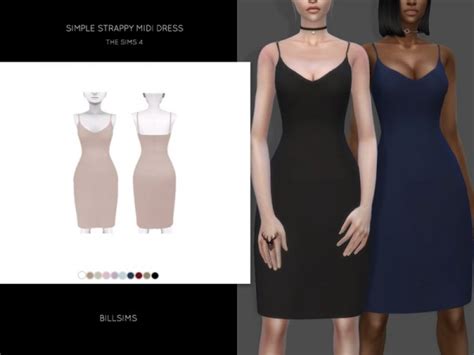 The Sims Resource Simple Strappy Midi Dress By Bill Sims Sims 4