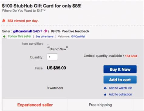 Gift cards are not credit, debit or charge cards. $100 StubHub gift card for $85 shipped (15% savings) - 9to5Toys