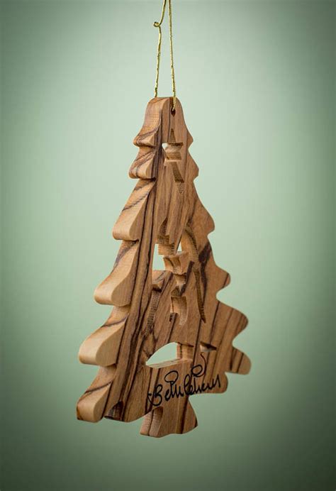 B13olive Wood Ornament Hand Carved Christmas Tree Etsy Wood