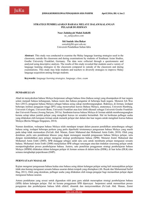 Langkah mendekatkan diri kepada tuhan turut dijadikan strategi yang sering digunakan oleh pelajar kemahiran hidup dalam menangani stress. (PDF) Perbezaan penggunaan strategi pembelajaran Bahasa ...