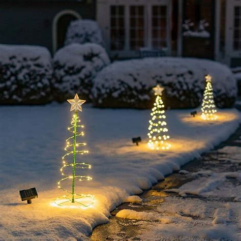 Led Christmas Tree Outdoor Solar Ground Plug Lights Christmas Courtyard